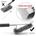 Hot sale bbq tool stainless steel spring barbecue brush with a scraper